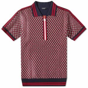 Balmain Monogram Men’s Checkered Wool Polo Red | Size XXL | Never Worn | Rare